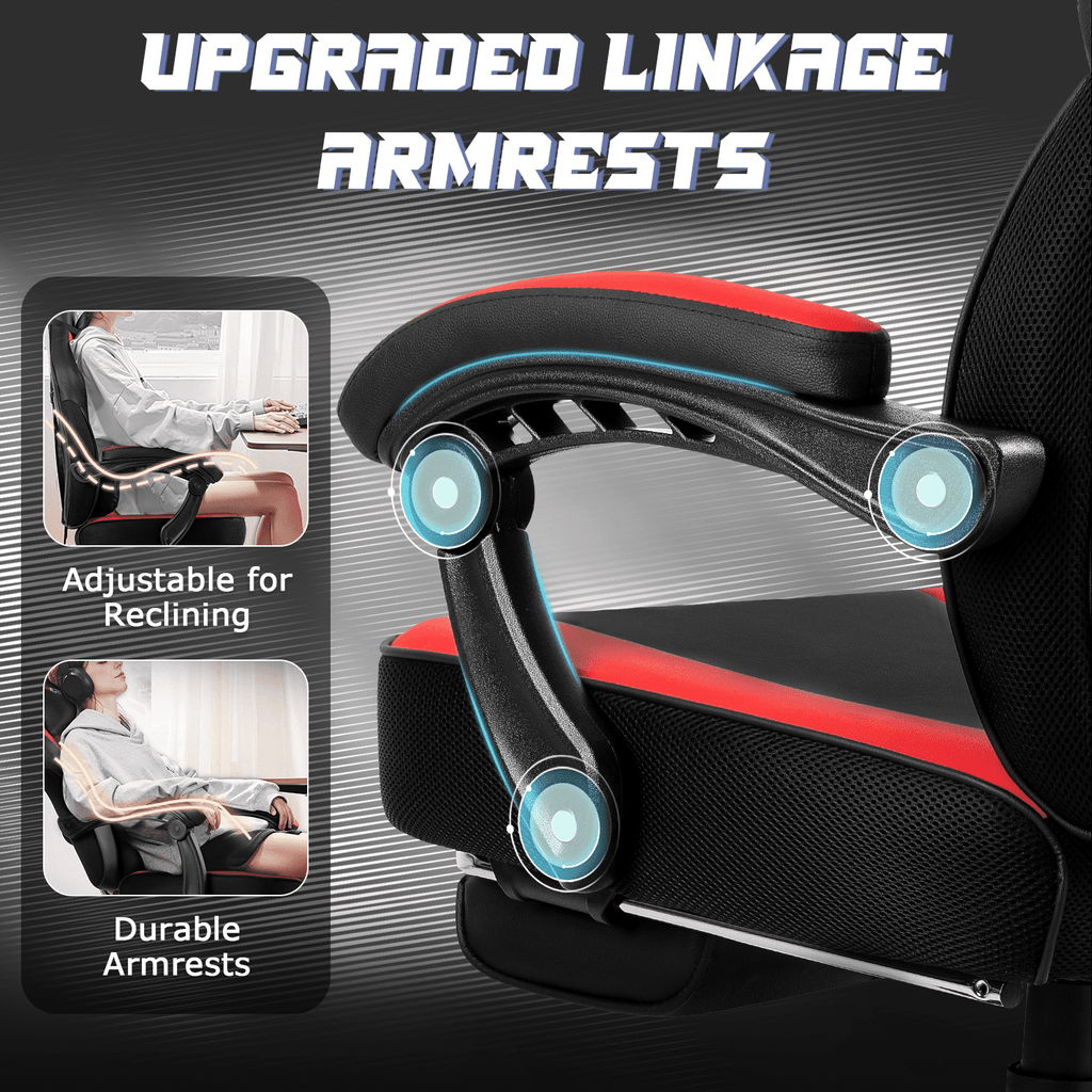 PUKAMI Gaming Chair with Massage, Ergonomic Heavy Duty Design with Footrest and Lumbar Support, Large Size Cushion High Back Office Chair, Big and Tall Gaming Computer Chair