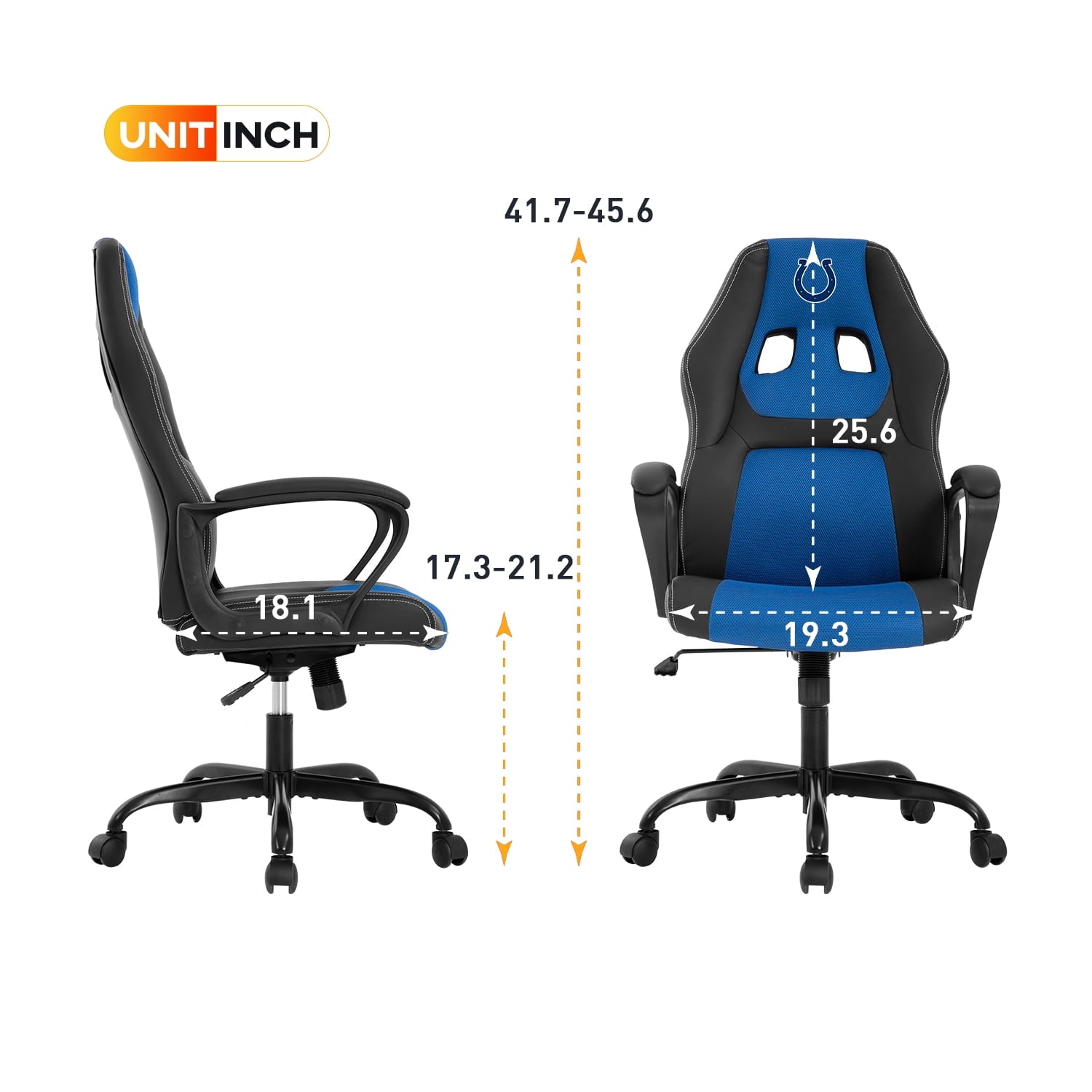 YRLLENSDAN Gaming Chair Comfy Computer Chair Heavy Duty Gaming Chair Adjustable PU Leather Office Desk Chair Cheap Rolling Gaming Chair Gamer Chair for Adults, Blue (IND)