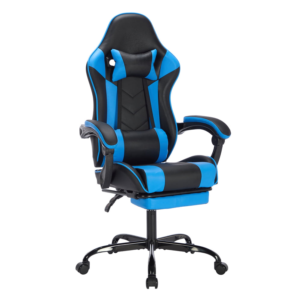 Reclining Game Chair Gaming Chair with Footrest, Ergonomic Computer Chair with Headrest and Lumbar Support, Breathable Material Height Adjustable Video Game Chairs for Adults, Blackblue,Gaming Reclin