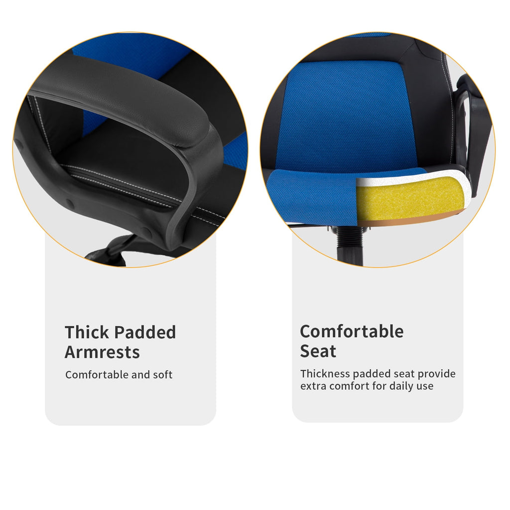 YRLLENSDAN Gaming Chair Comfy Computer Chair Heavy Duty Gaming Chair Adjustable PU Leather Office Desk Chair Cheap Rolling Gaming Chair Gamer Chair for Adults, Blue (IND)