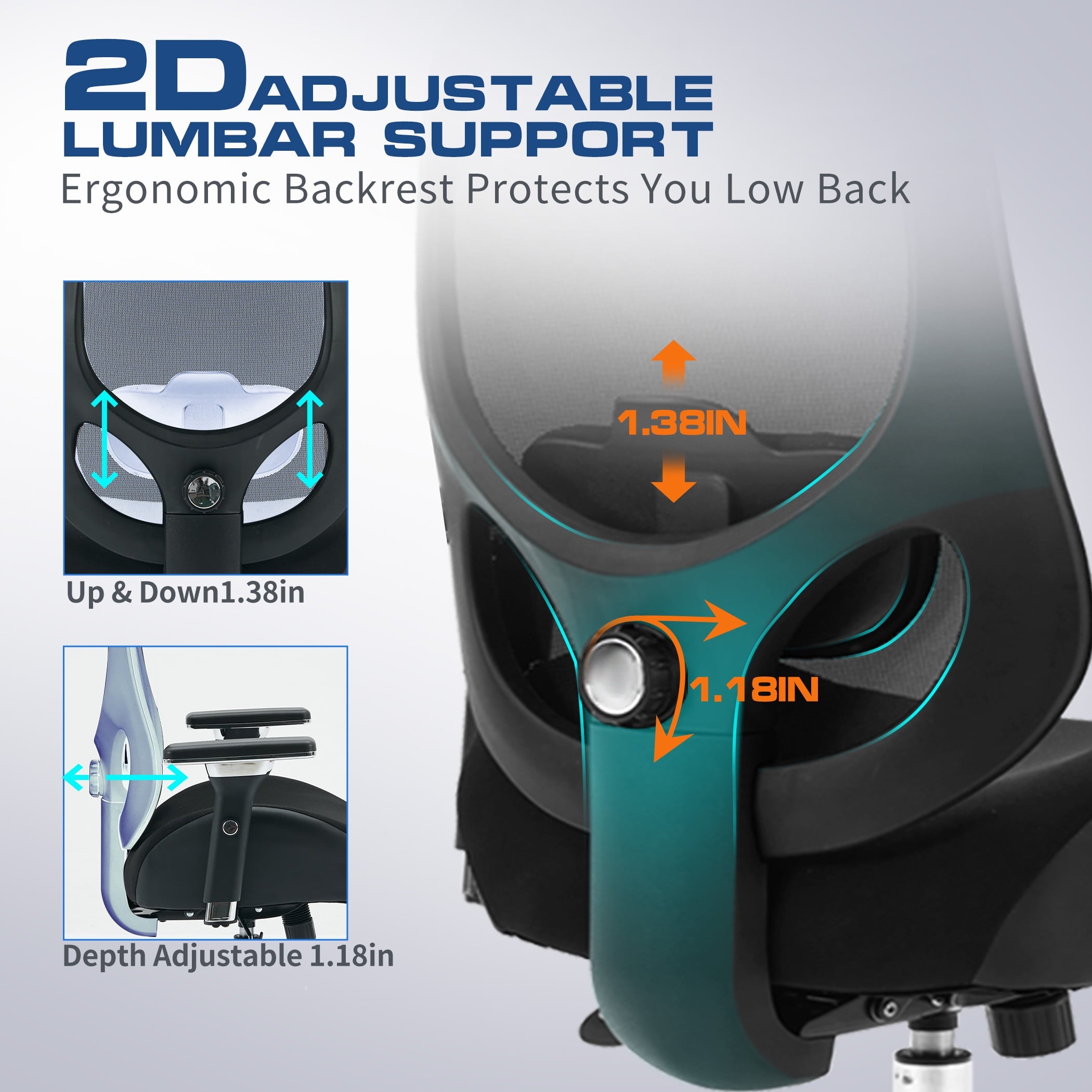 JONPONY 700lbs Big and Tall Office Chair with Wide Thick Seat Cushion,Ergonomic Computer Mesh Desk Chairs with 4D Armrests, Adjustable Lumbar Support for Adults 8 Hours daliy Work,Black