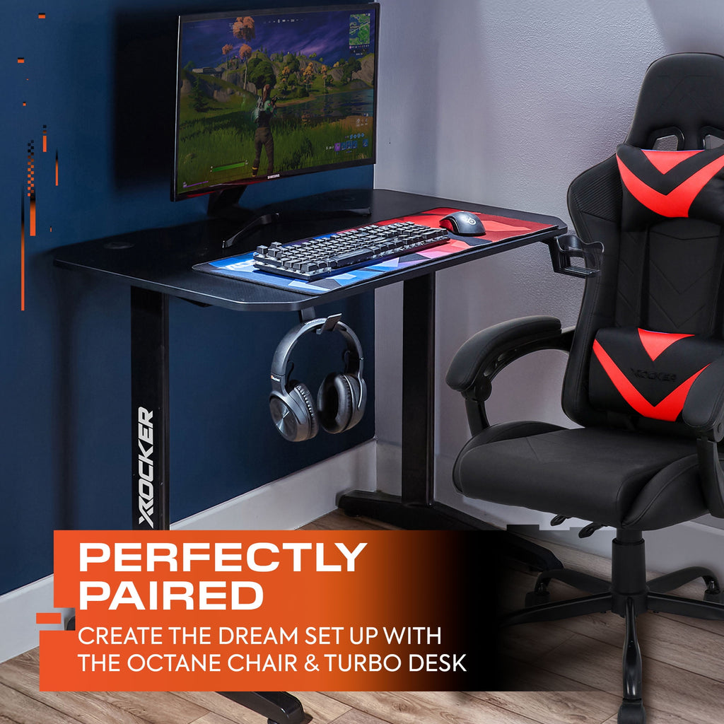 X Rocker Octane Racing Gaming Chair with Reversible Faux Leather Cushions, Black