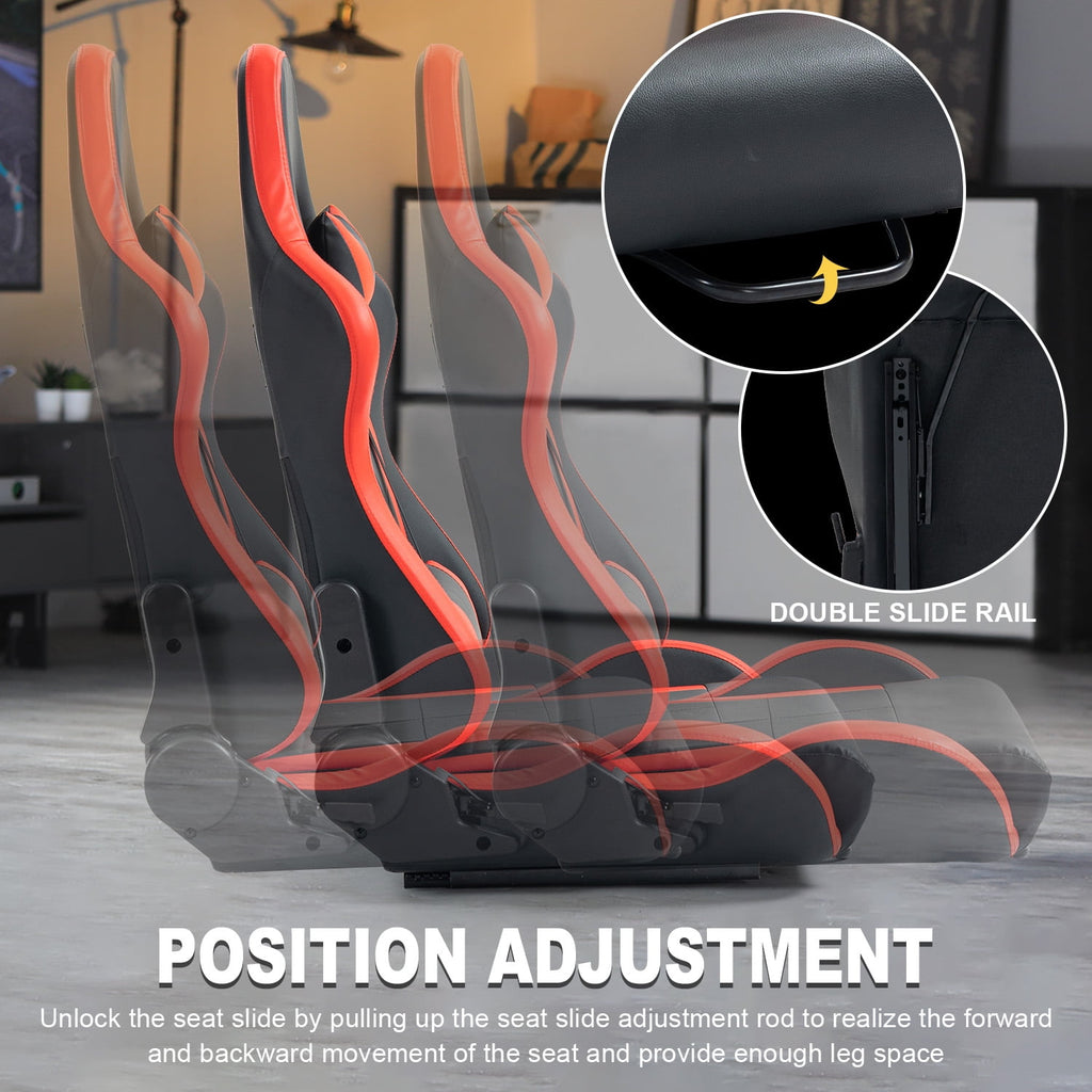 Marada Racing Seat with Double Lock Slip for Gaming Simulator Cockpit Leather Red