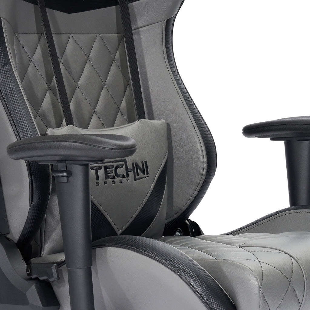 Techni Sport XL Ergonomic Gaming Chair with Memory Foam Seat and Back, Grey RTA-TSXL3-GRY
