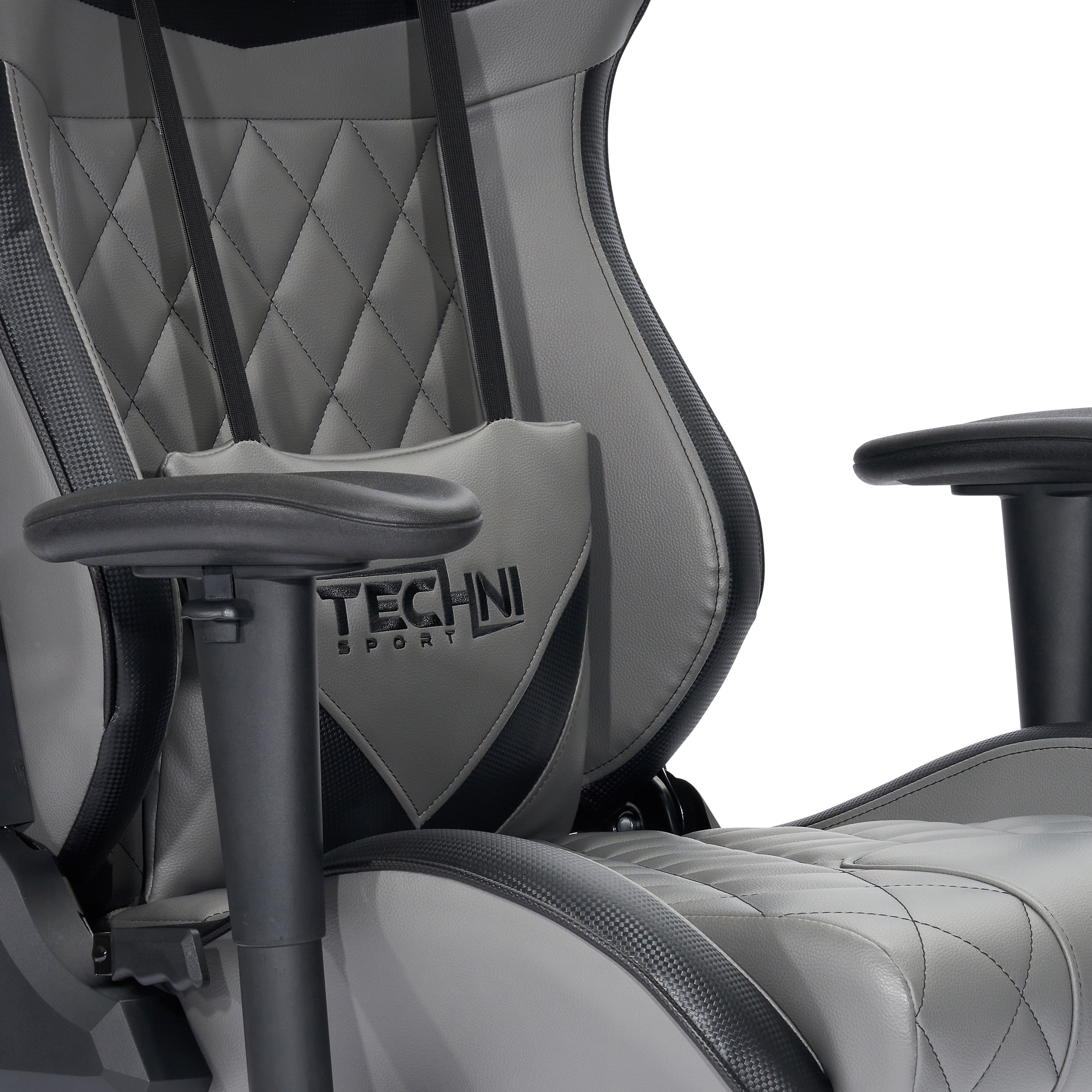 Techni Sport XL Ergonomic Gaming Chair with Memory Foam Seat and Back, Grey RTA-TSXL3-GRY