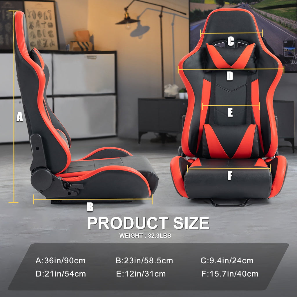 Marada Racing Seat with Double Lock Slip for Gaming Simulator Cockpit Leather Red