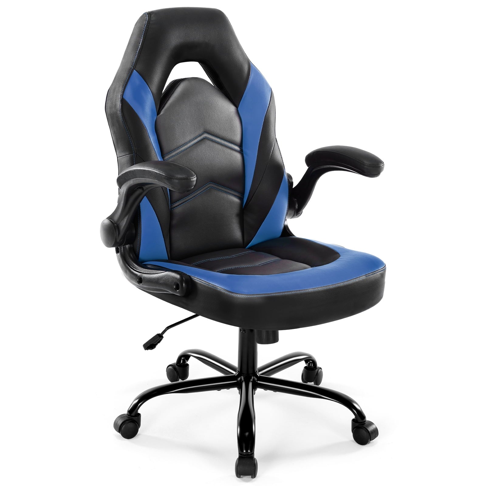 Mayoume Computer Gaming Chair - Ergonomic PU Leather Desk Chair with Comfy Lumbar Support, Height Adjustable 360° Rolling with Flip-up Armrest, for Home and Office, Adults