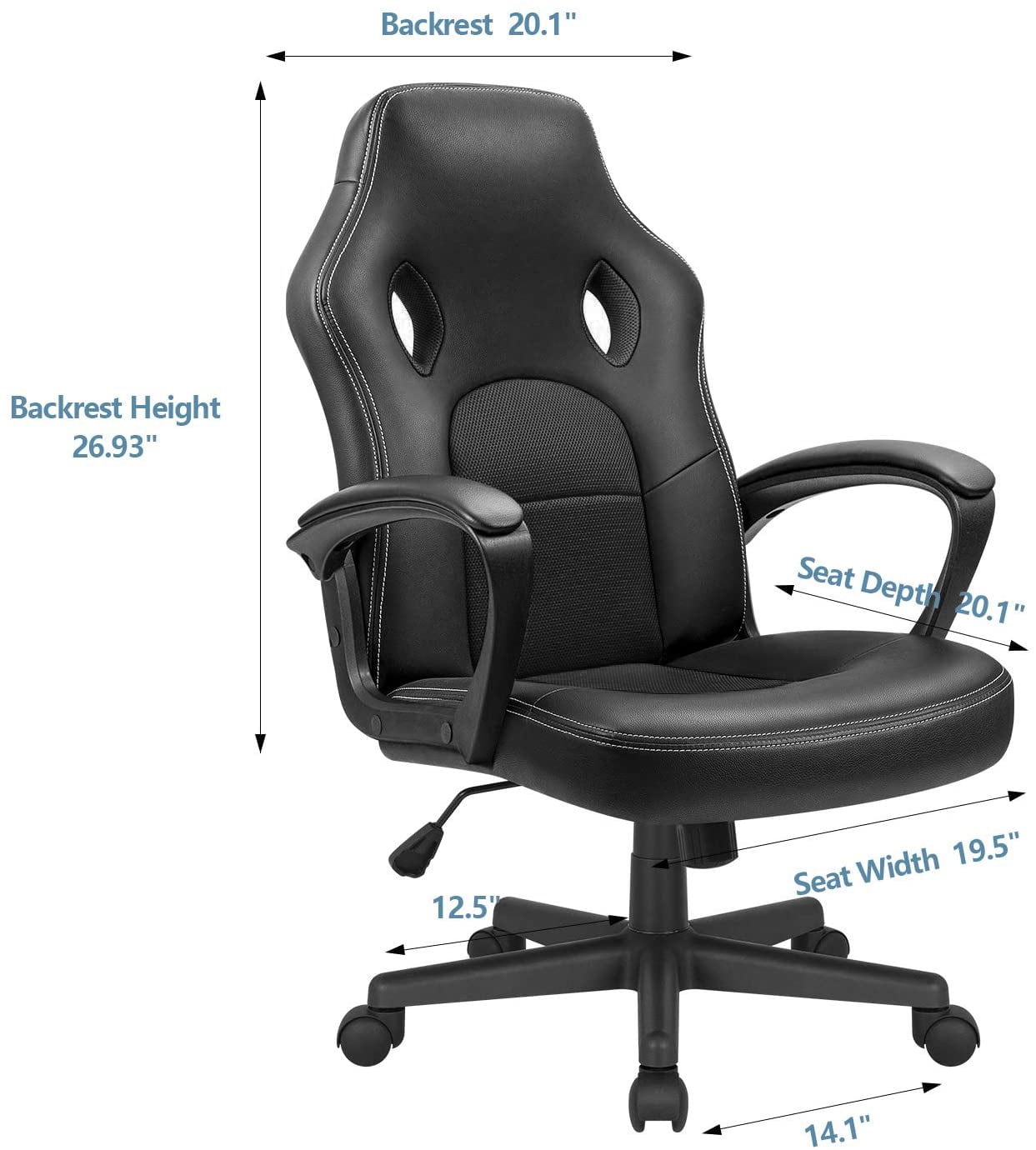 Lacoo Faux Leather Computer Gaming Chair Office Desk Chair with Lumbar Support, Black