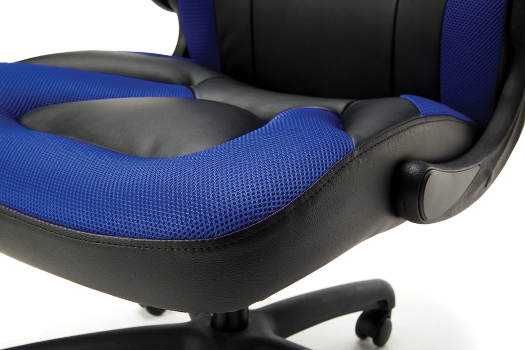 OFM Essentials Collection Racing Style Bonded Leather Gaming Chair, in Blue (ESS-3085-BLU)