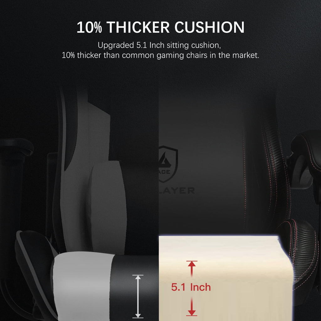 GTPLAYER PRO Gaming Chair with Footrest, Dual Bluetooth 5.1 Speakers PVC leather Recliner, Red