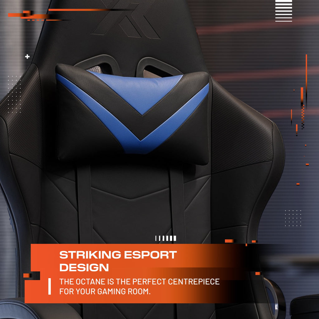 X Rocker Octane Racing Gaming Chair with Reversible Faux Leather Cushions, Black