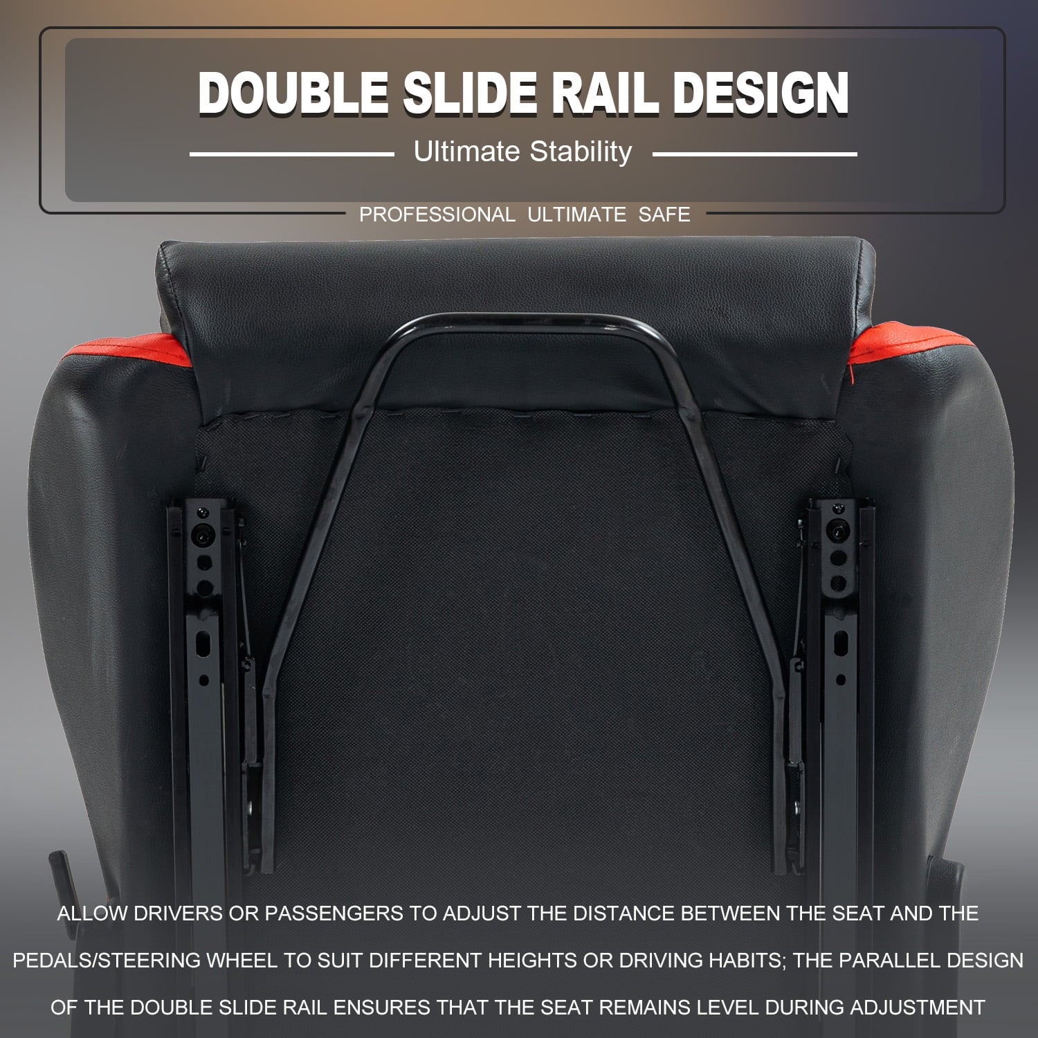 Marada Racing Seat with Double Lock Slip for Gaming Simulator Cockpit Leather Red