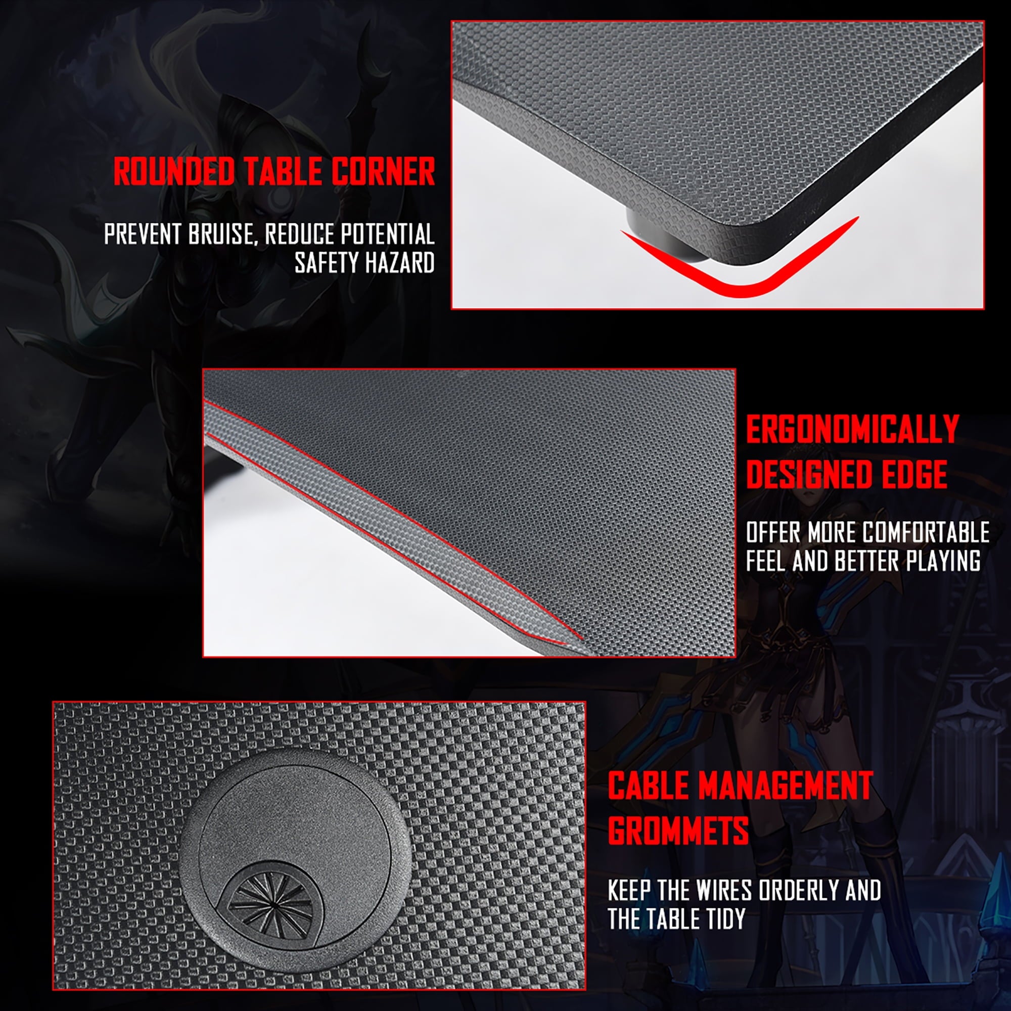 Goplus Z-Shaped Racing Style Desk &  Massage Gaming Chair Set for Home Office Red