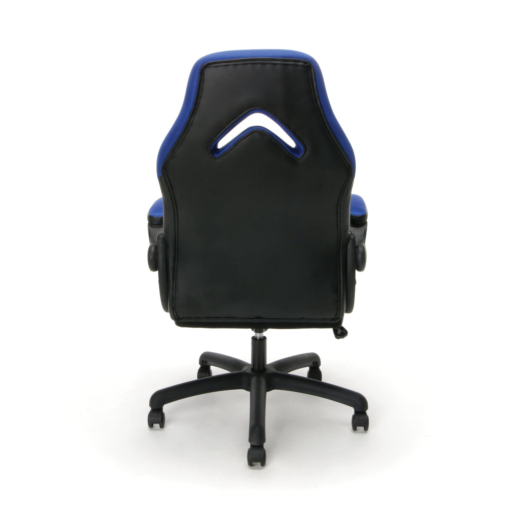 OFM Essentials Collection Racing Style Bonded Leather Gaming Chair, in Blue (ESS-3085-BLU)