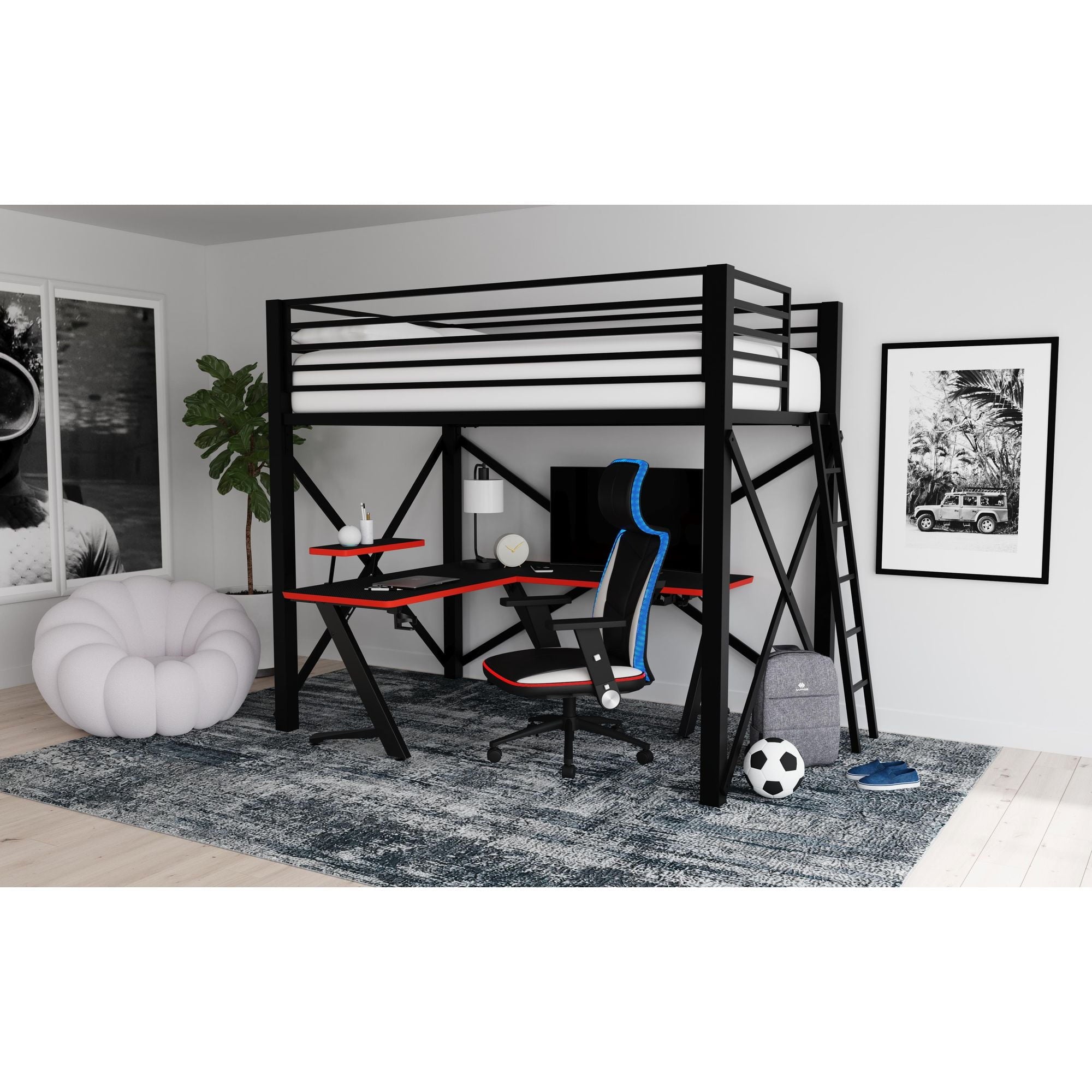 Picket House Furnishings Salzburg Gaming Chair with LED and Speaker in Khaki