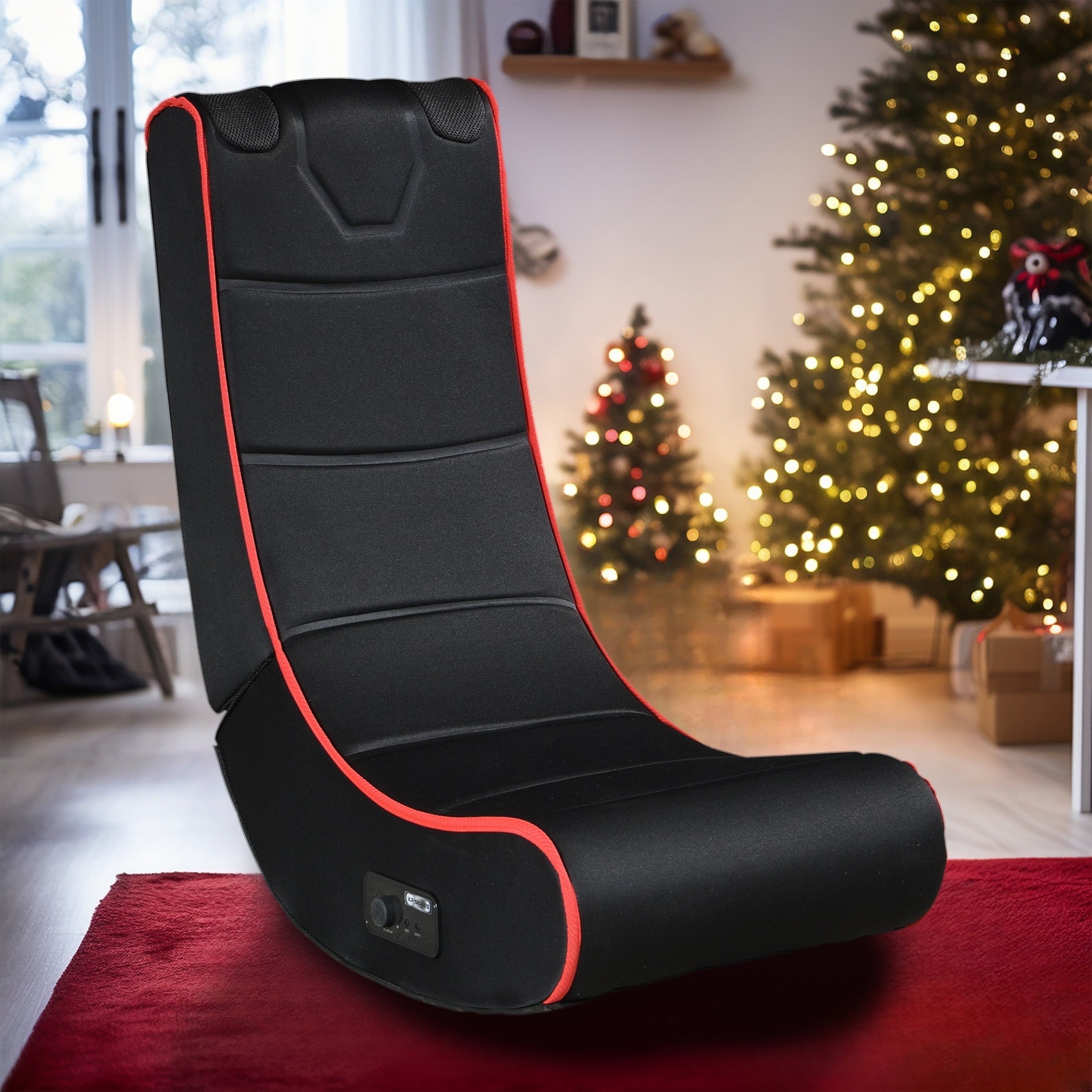 CASEMIOL Folding Gaming Chair Floor with Bluetooth Speakers, Gamer Chair for Teens, Gaming Chair with Polyester cover and foam padding, 3” Built-in Dual Track Sound, 3.5mm input/output ports