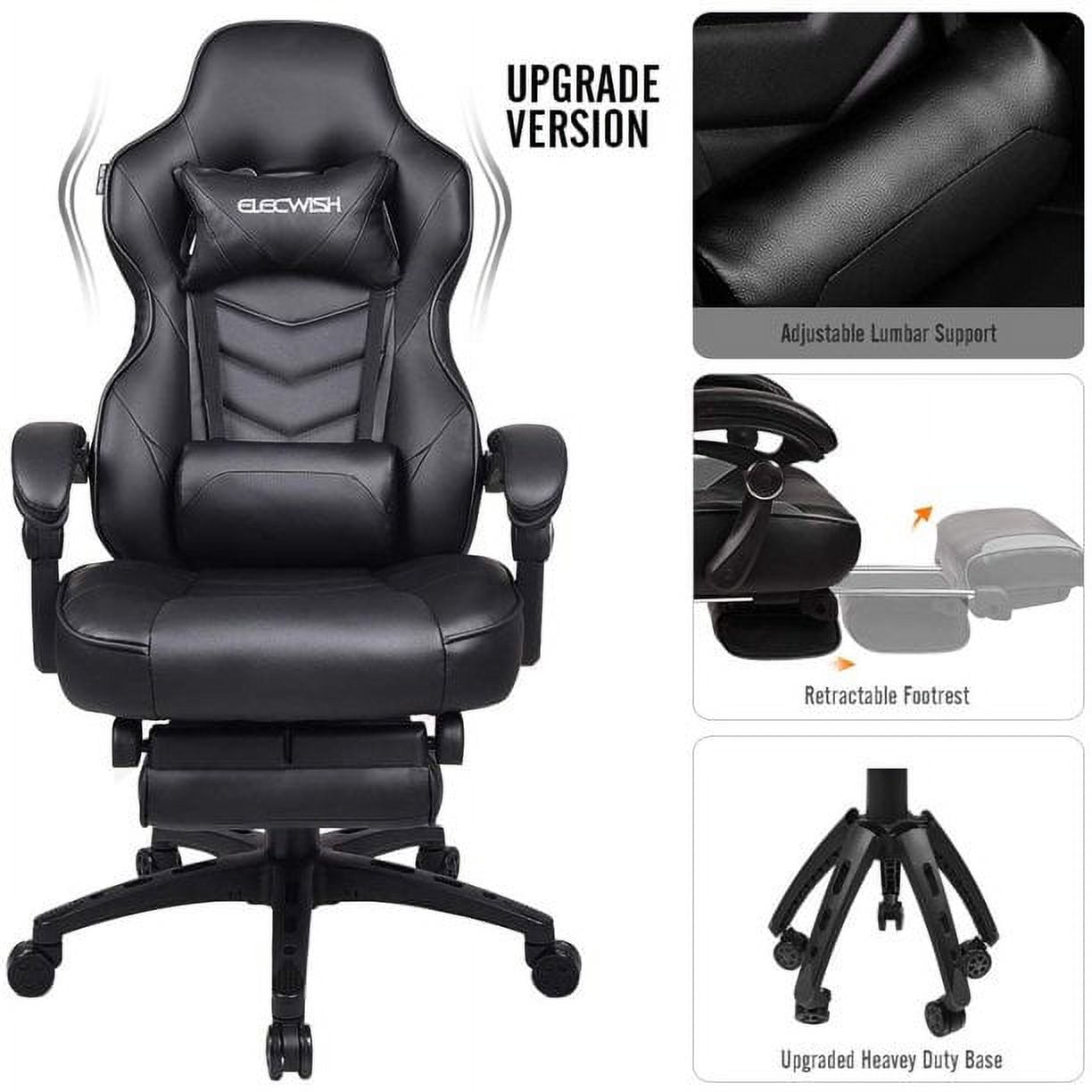FULLWATT Racing Video Gaming Chair High Back Large Size Ergonomic Adjustable Swivel Reclining Executive Computer Chair with Headrest and Lumbar Support PU Leather Executive Office Chair White