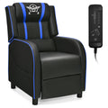 Giantex Gaming Recliner Chair, Reclining Gaming Chair Ergonomic Leather Sofa with Footrest Lumbar Support Headrest and Side Pouch for Living Room Home Theater, Blue