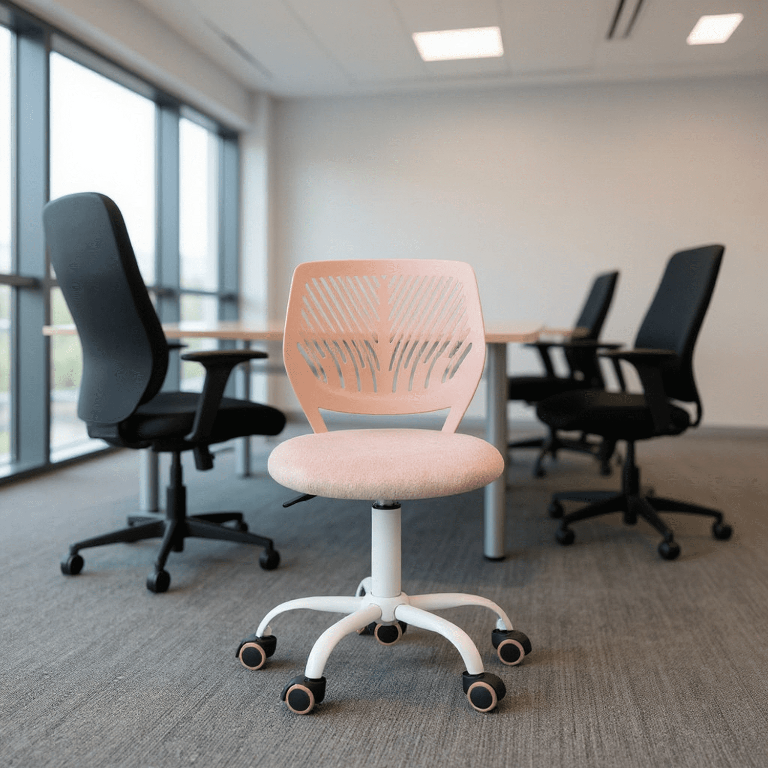 Homy Casa Conference Streaming Footrest Stool Ergonomic Adjustable Swivel Chair with Rolling Casters and Cushioned Seat for Live Broadcasts Offices and Meeting Rooms