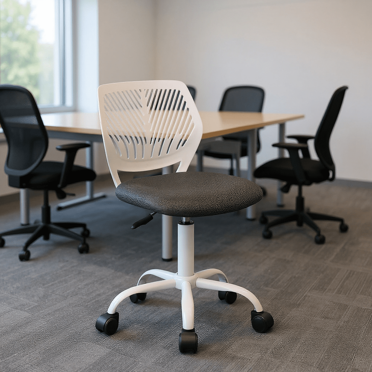 Homy Casa Conference Streaming Footrest Stool Ergonomic Adjustable Swivel Chair with Rolling Casters and Cushioned Seat for Live Broadcasts Offices and Meeting Rooms