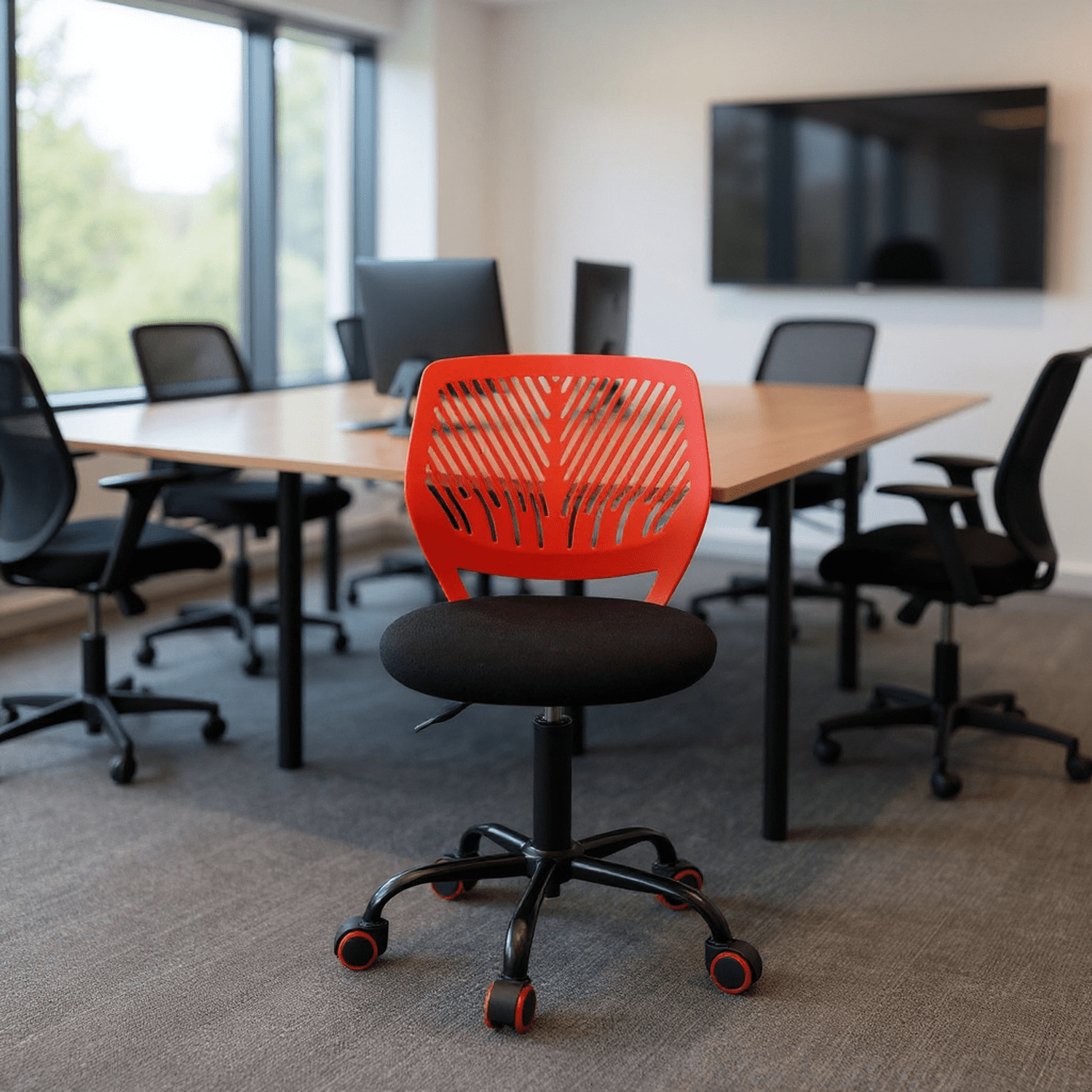 Homy Casa Conference Streaming Footrest Stool Ergonomic Adjustable Swivel Chair with Rolling Casters and Cushioned Seat for Live Broadcasts Offices and Meeting Rooms