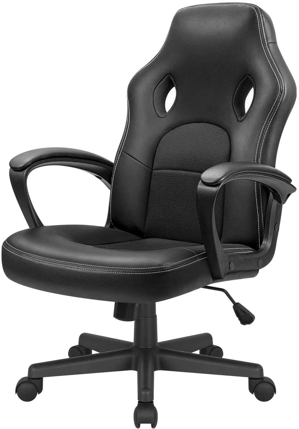 Lacoo Faux Leather Computer Gaming Chair Office Desk Chair with Lumbar Support, Black