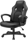 Lacoo Faux Leather Computer Gaming Chair Office Desk Chair with Lumbar Support, Black