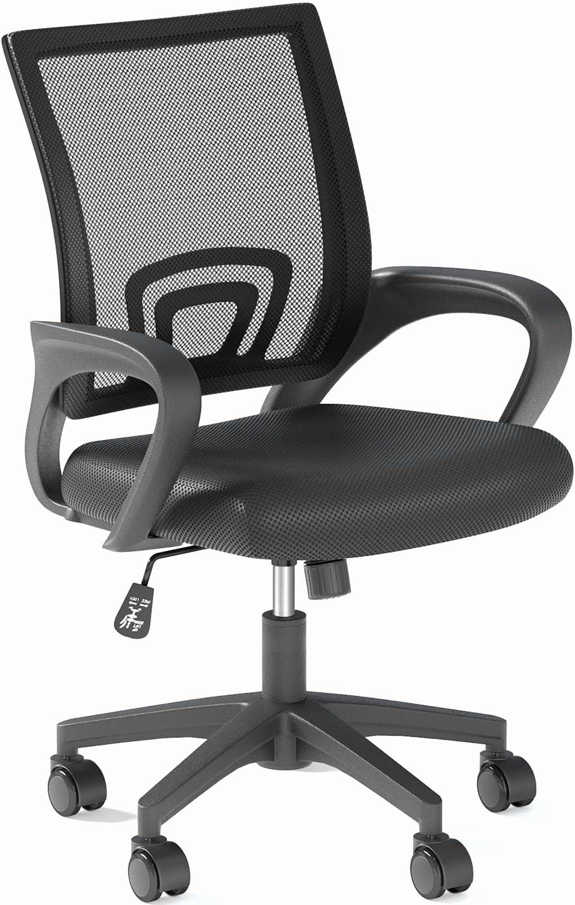 Lorelia Home Office Chair, Ergonomic Mid-Back Mesh Desk Chair with Lumbar Support, Adjustable Swivel Rolling Design, Comfy Armrest for Work, Study, Gaming, Vanity, Black