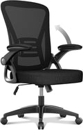 MarketLane Ergonomic Office Chair, Mid Back Desk Chair with Adjustable Height, Swivel Chair with Flip-Up Arms and Lumbar Support, Breathable Mesh Computer Chair for Home/Study/Working(Black)