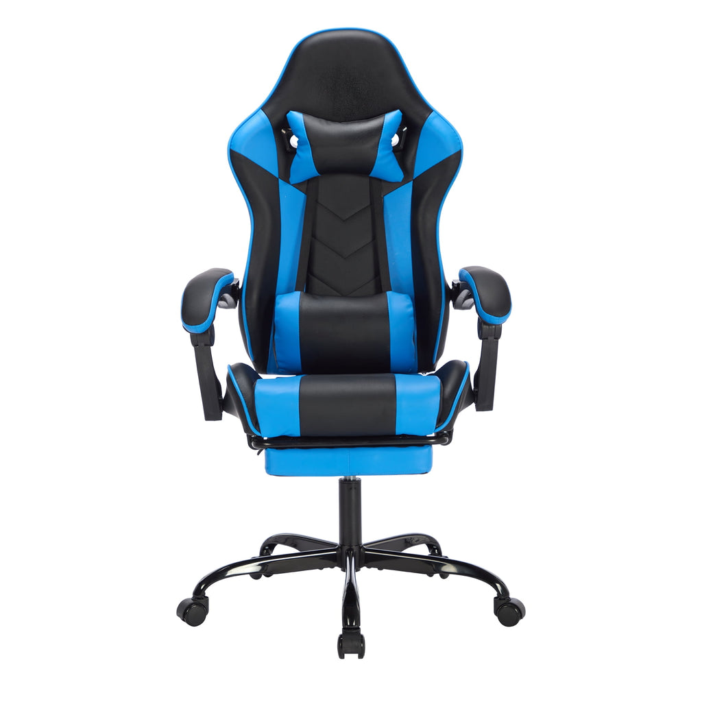 Reclining Game Chair Gaming Chair with Footrest, Ergonomic Computer Chair with Headrest and Lumbar Support, Breathable Material Height Adjustable Video Game Chairs for Adults, Blackblue,Gaming Reclin