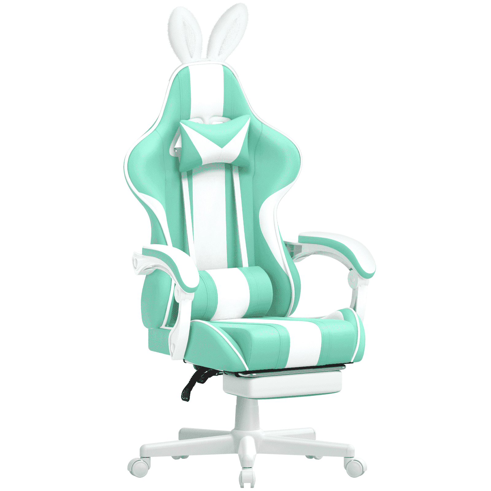 SOONTRANS Green Gaming Chair for Adult, High Back Gamer Game Chair with Footrest & Massage Lumbar Pillow, Ergonomic Swivel Office Computer Chairs s Girls, Green