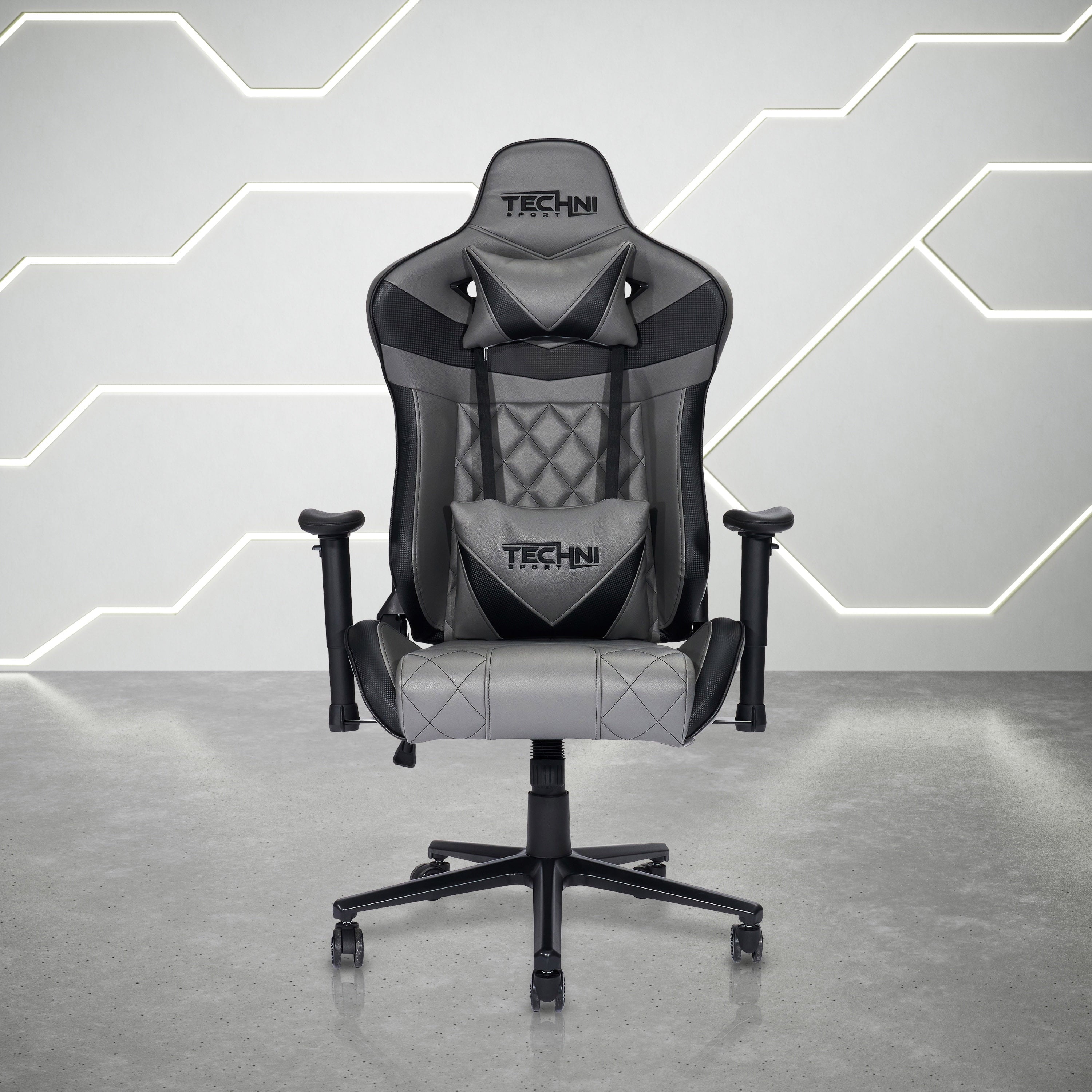 Techni Sport XL Ergonomic Gaming Chair with Memory Foam Seat and Back, Grey RTA-TSXL3-GRY