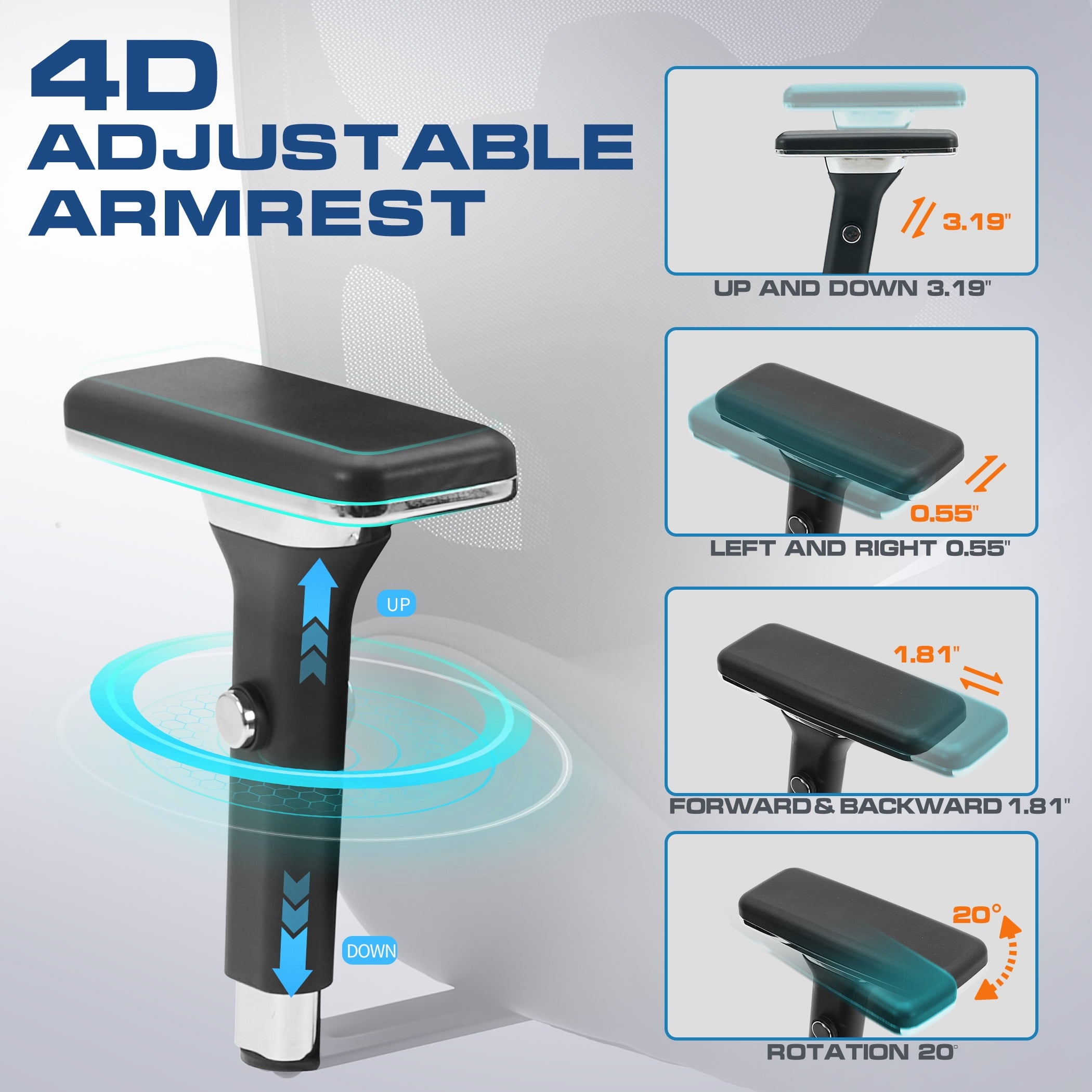 JONPONY 700lbs Big and Tall Office Chair with Wide Thick Seat Cushion,Ergonomic Computer Mesh Desk Chairs with 4D Armrests, Adjustable Lumbar Support for Adults 8 Hours daliy Work,Black