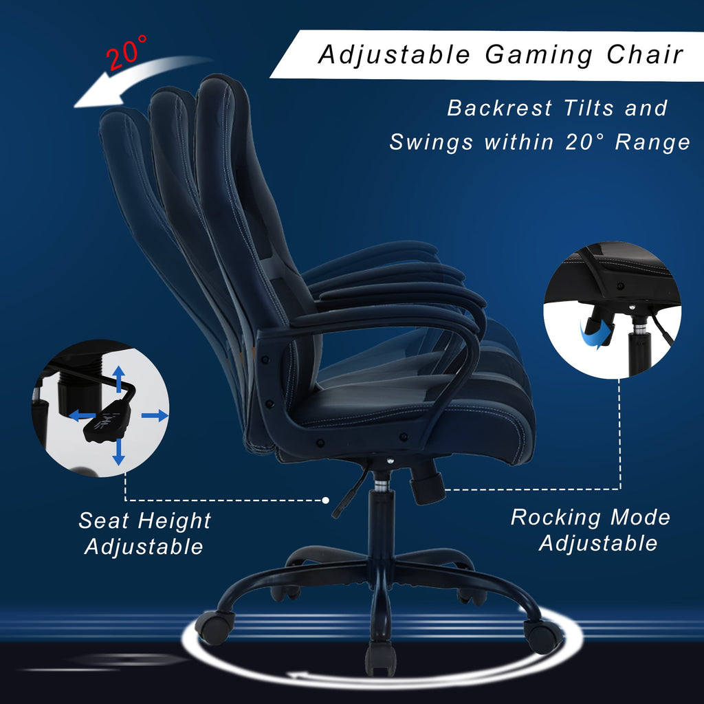 YRLLENSDAN Office Gaming Chairs Ergonomic Office Chair w/ Lumbar Support Armrest PU Leather Adjustable Height Computer Gaming Chair Gaming Desk Chair Gaming Computer Chairs for Adults, Black