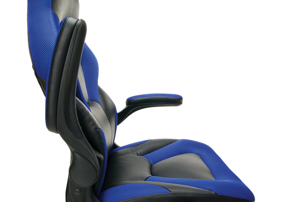 OFM Essentials Collection Racing Style Bonded Leather Gaming Chair, in Blue (ESS-3085-BLU)