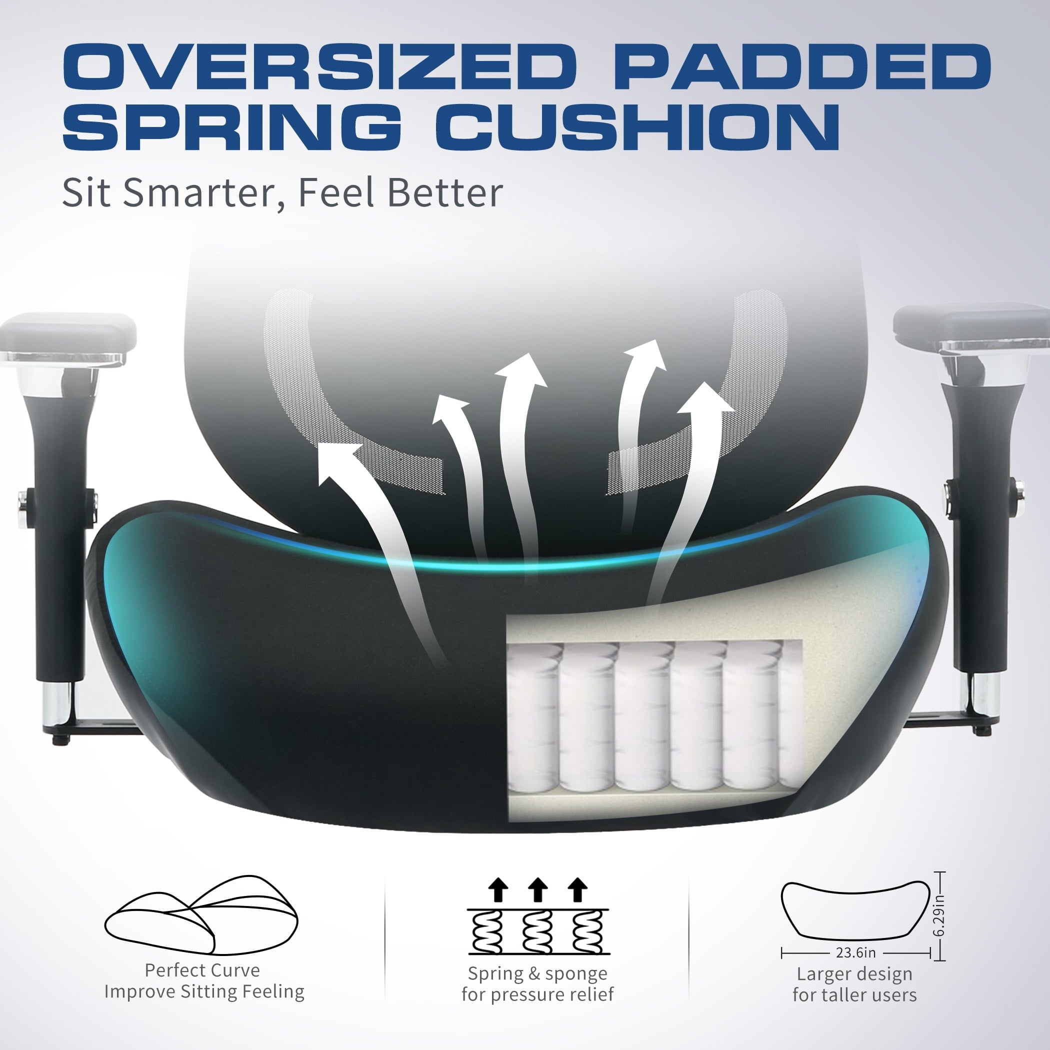 JONPONY 700lbs Big and Tall Office Chair with Wide Thick Seat Cushion,Ergonomic Computer Mesh Desk Chairs with 4D Armrests, Adjustable Lumbar Support for Adults 8 Hours daliy Work,Black