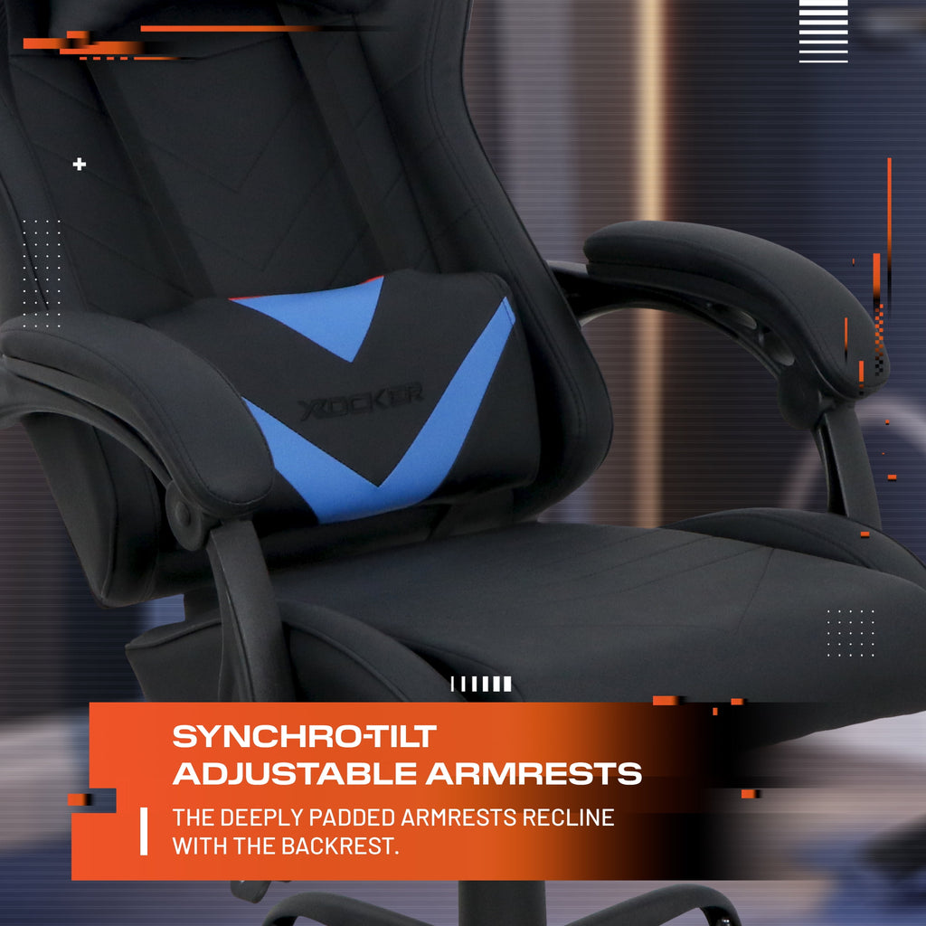 X Rocker Octane Racing Gaming Chair with Reversible Faux Leather Cushions, Black