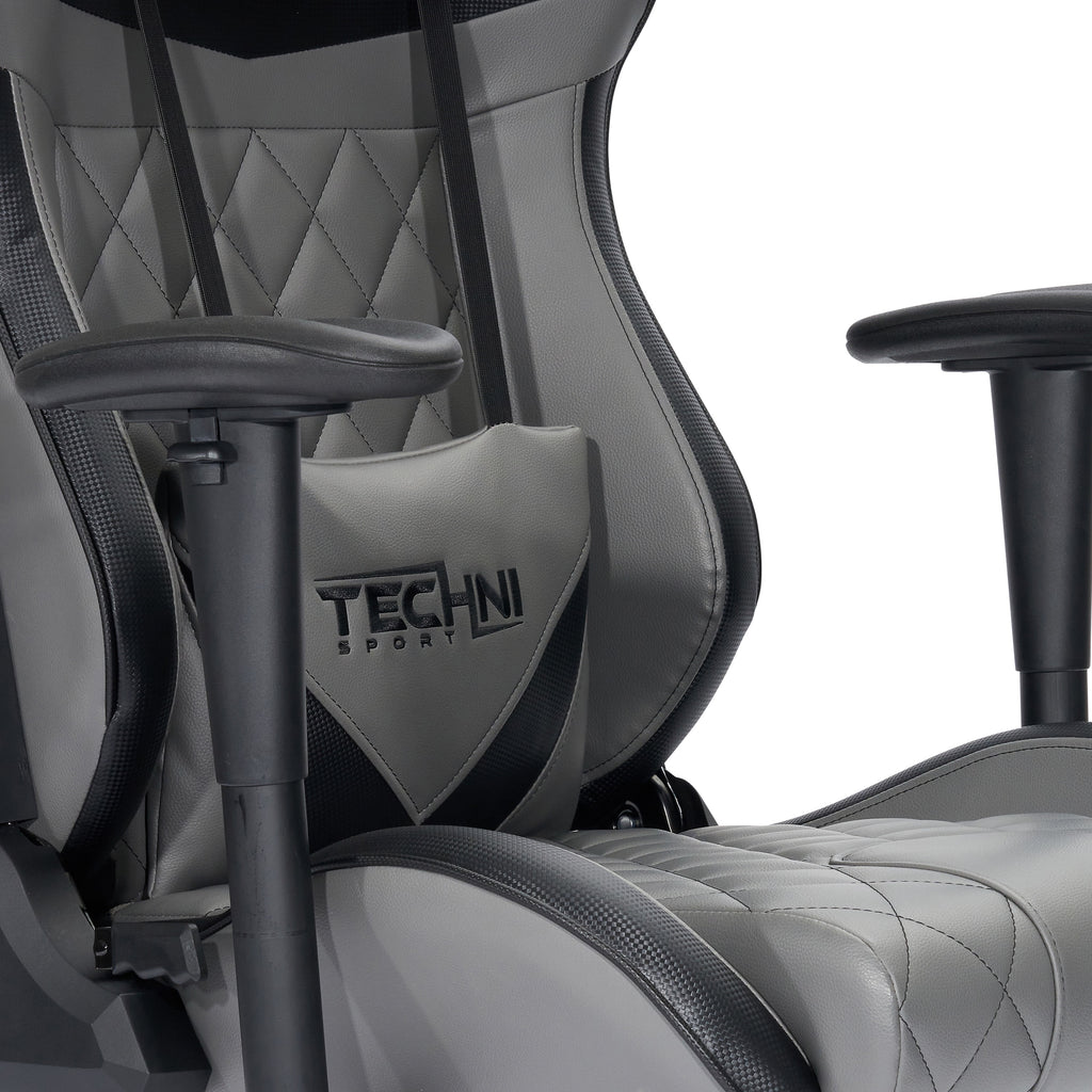 Techni Sport XL Ergonomic Gaming Chair with Memory Foam Seat and Back, Grey RTA-TSXL3-GRY