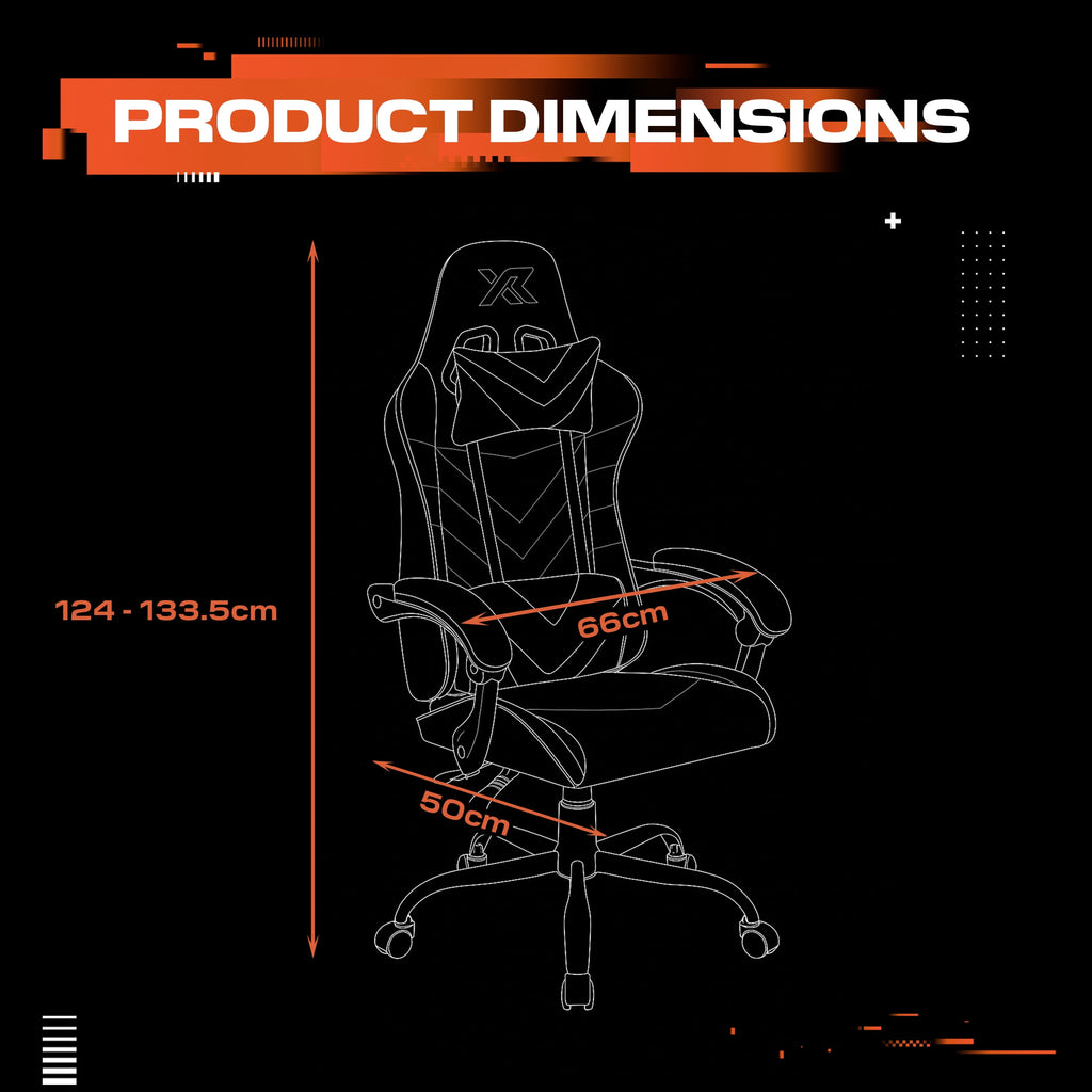 X Rocker Octane Racing Gaming Chair with Reversible Faux Leather Cushions, Black